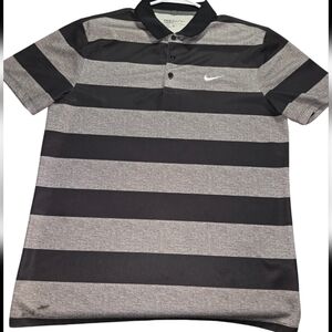 Nike Striped Polo Shirt - Black and Gray